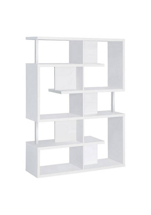 Duna Range Splendid white bookcase With Chrome Support