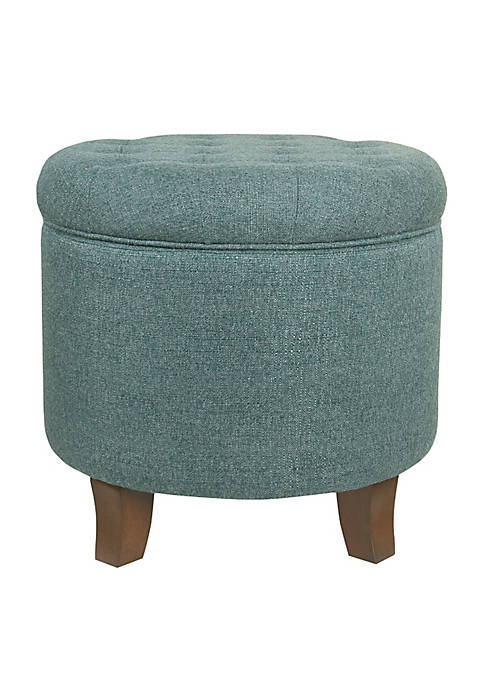 Duna Range Button Tufted Fabric Upholstered Round Ottoman