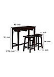 3 Piece Bar Table Set with Contoured Seat,  Espresso Brown