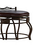 Barstool with Leatherette Seat and OX Cut Out Back, Brown