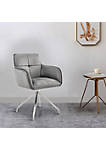 Accent Chair with Square Tufting and Metal Legs, Gray and Silver