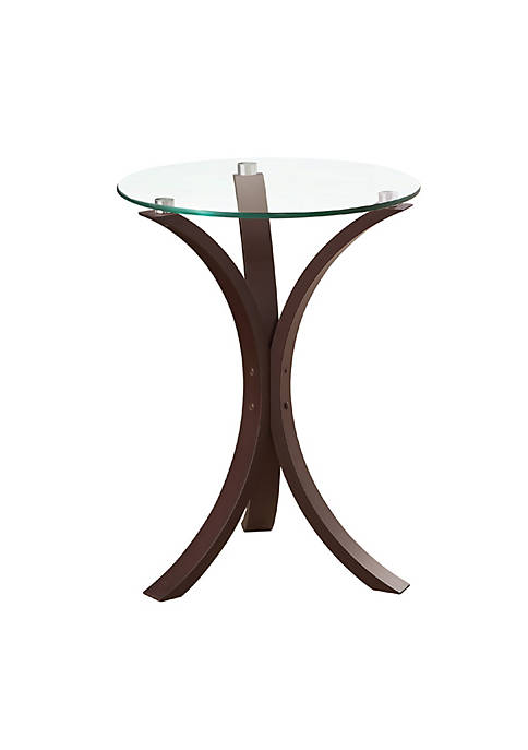 Duna Range Contemporary Metal Accent Table With Glass