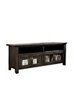 60" Wooden TV Stand With 2 Cabinets and 2 Open Shelves In Brown