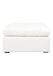 Fabric Upholstered Square Accent Ottoman with Plush Seat Cushion, White and Brown