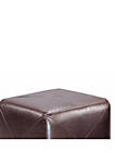 Contemporary Leather Cube Ottoman, Dark Brown