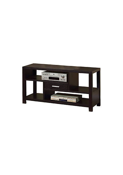47 Inch 1 Drawer Wooden TV Stand with Open Storage, Brown
