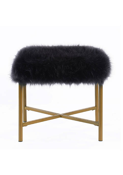 Duna Range Square Faux Fur Upholstered Ottoman with