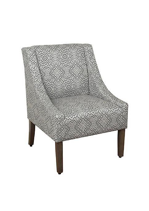 Duna Range Geometric Pattern Fabric Upholstered Wooden Accent