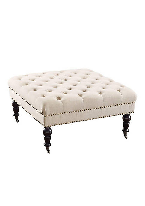 Duna Range Fabric Upholstered Wooden Ottoman with Tufting