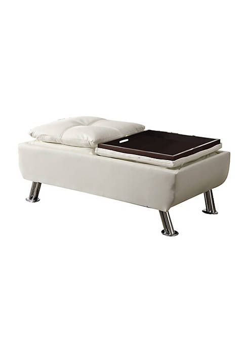 Duna Range Faux Leather Ottoman with Reversible Tray