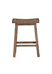 Wooden Frame Saddle Seat Counter Height Stool with Angled Legs, Gray