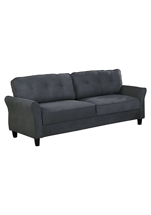Sofa with Fabric Tufted Back and Flared Arms, Gray