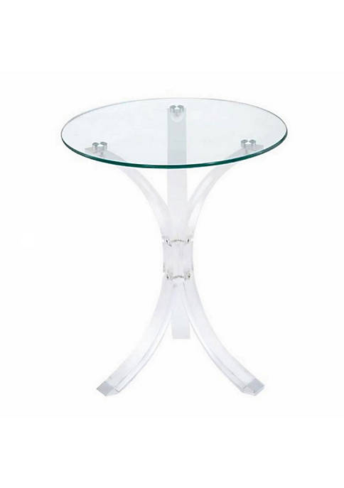 Duna Range Contemporary Acrylic Accent Table With Glass