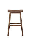 Wooden Frame Saddle Seat Bar Height Stool with Angled Legs, Large, Gray