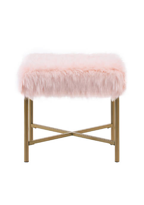 Duna Range Square Faux Fur Upholstered Ottoman with