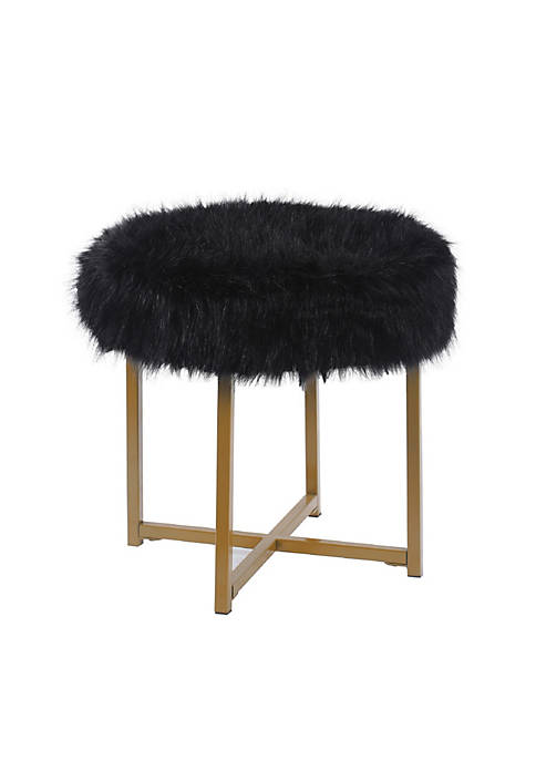 Duna Range Round Faux Fur Upholstered Ottoman with