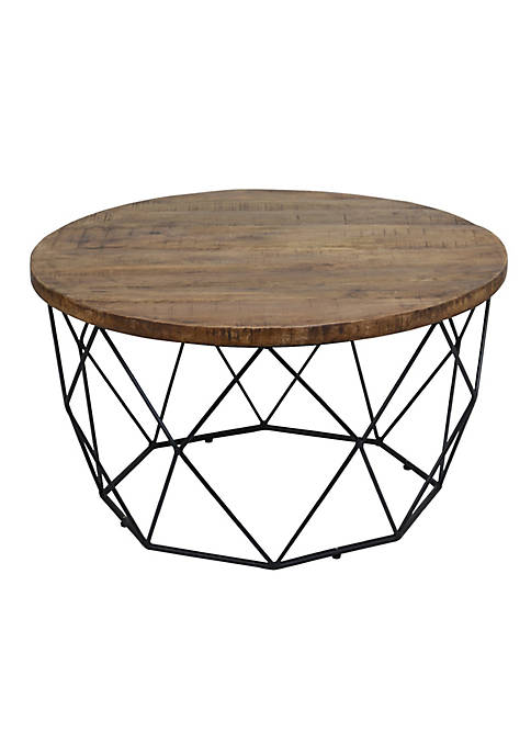 Duna Range Round Wooden Coffee Table with Geometric