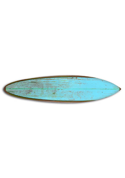 76 Inch Wooden Surfboard Wall Decor, Blue and Brown