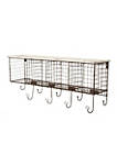 Distressed Wood and Metal Wall Shelf with 4 Cubbies, Brown and White
