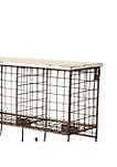 Distressed Wood and Metal Wall Shelf with 4 Cubbies, Brown and White