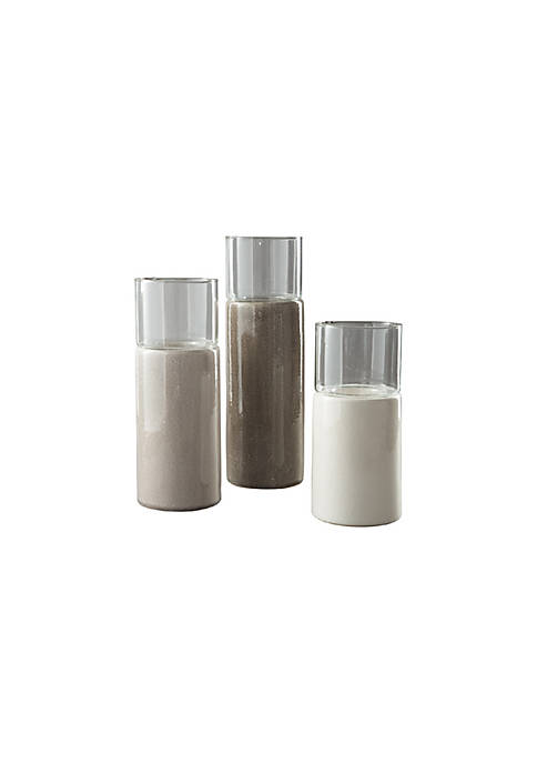Duna Range Ceramic and Glass Cylindrical Candle Holder,