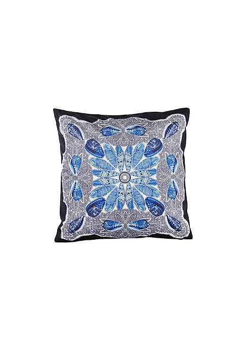 Duna Range Square Fabric Pillow with Floral Pattern,