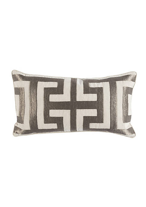 Duna Range Embroidered Rectangular Fabric Throw Pillow, White