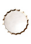 Round Mirror with Scalloped Metal Frame, Gold