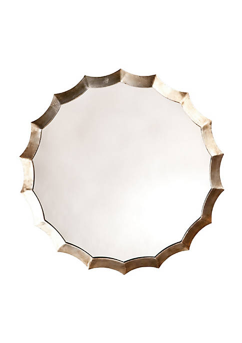 Duna Range Round Mirror with Scalloped Metal Frame,