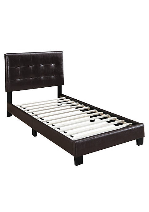 Duna Range Twin Leatherette Bed with Checkered Tufted
