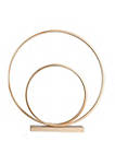 Metal Concentric Circle Sculpture with Rectangular Base, Set of 2, Gold