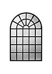 Mirror with Arch Metal Frame and Grid Design,Black and Silver