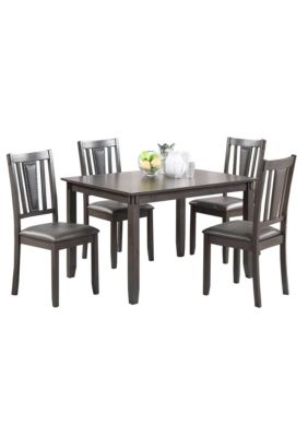 Duna Range Gray And Brown, Modern 5 Piece Dining Set With Table, 4 Chairs, Cushioned