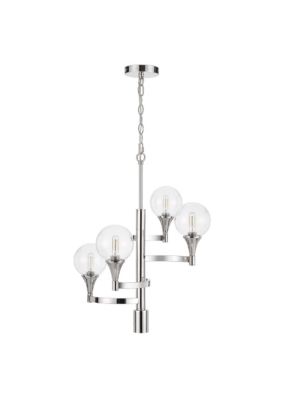 Duna Range Chandelier With 4 Globe Glass Shades And Cone Design Holders, Chrome -  0192551635609