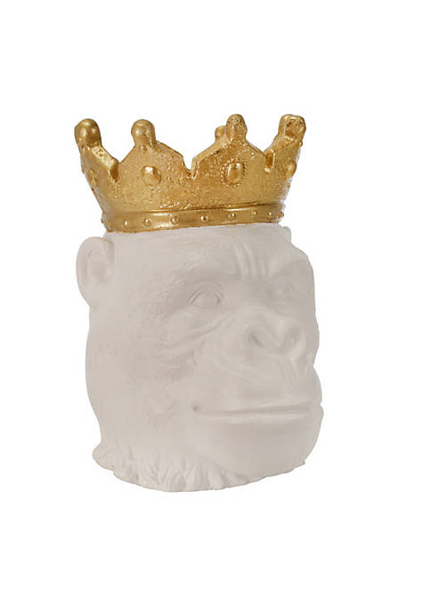 Duna Range Polyresin Decorative Gorilla Figurine with Crown,