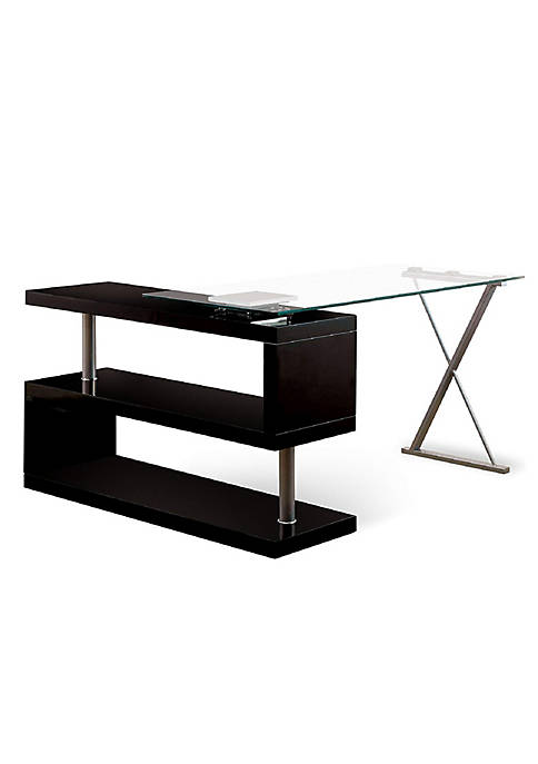 Duna Range Movable Glass Top Desk with X