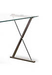 Movable Glass Top Desk with X Shaped Side Panel, Black and Clear