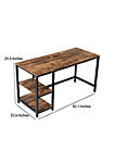 Industrial 55 Inch Wood and Metal Desk with 2 Shelves, Black and Brown