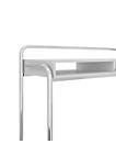 Office Desk with 2 Compartments and Tubular Metal Frame, White and Chrome