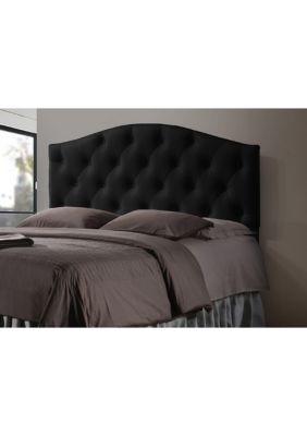 Duna Range Baxton Studio Myra Modern Queen Size Faux Leather Upholstered Button-Tufted Scalloped Headboard
