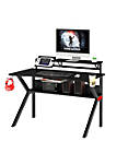 PVC Coated Ergonomic Metal Frame Gaming Desk with K Shape Legs, Black