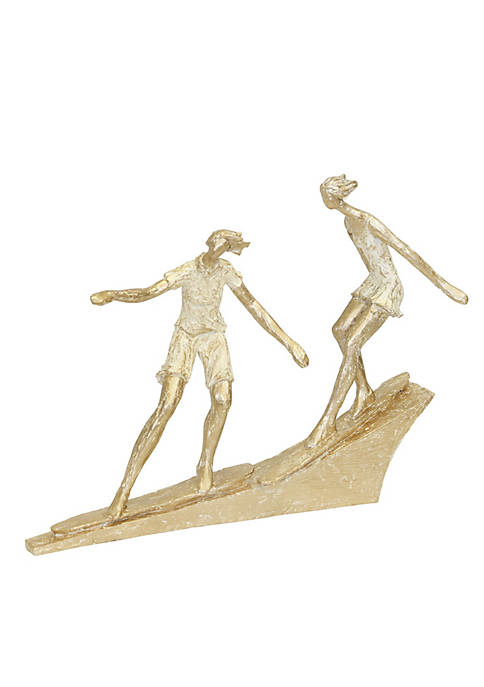 Duna Range Miniature Polyresin Surfing Couple Statuetted, Gold