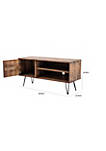 48 Inch Wooden Foldable TV Stand with Hairpin Leg, Brown and Black