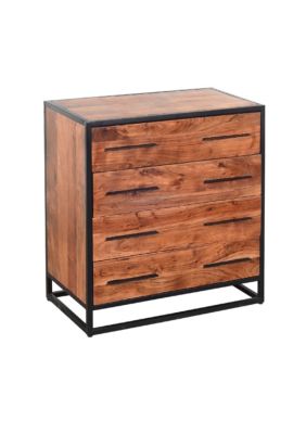 Duna Range Handmade Dresser With Grain Details And 4 Drawers, Brown And Black -  0192551304017