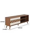 63 Inch Door Wooden Entertainment TV Stand with 3 Open Compartments, Brown