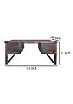 61 Inch 4 Drawer Wooden Home Office Desk with Sled Leg Support, Distressed Brown