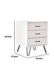 Side Table with 3 Drawers and Metal Hairpin Legs, White