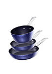3-Piece Aluminum Alloy Non-Stick Induction Frying Pan Set with Lid