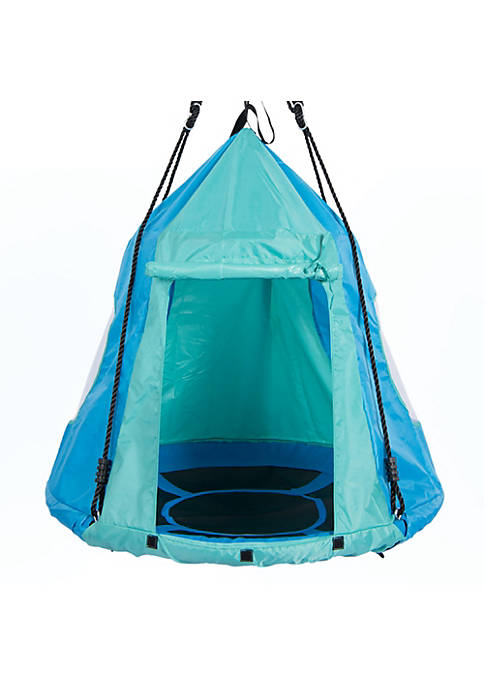 KloKick Blue Teal Multi-Person Hanging Swing Tent with