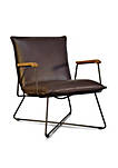 Sydney Brown Modern Lounge Arm Chair with Matte Black Steel Legs (Leather Back & Upholstered Seat)